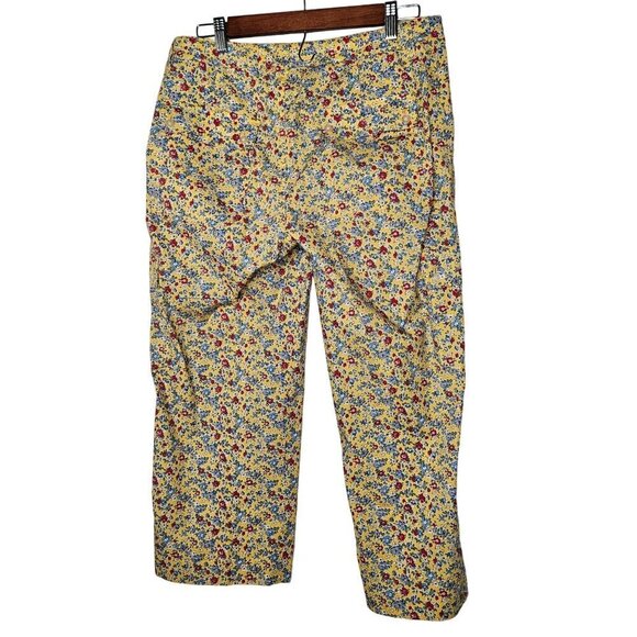 Ralph Lauren Small Crop Capri Cargo Pants Floral Drawstring Yellow Cottagecore - Picture 2 of 12